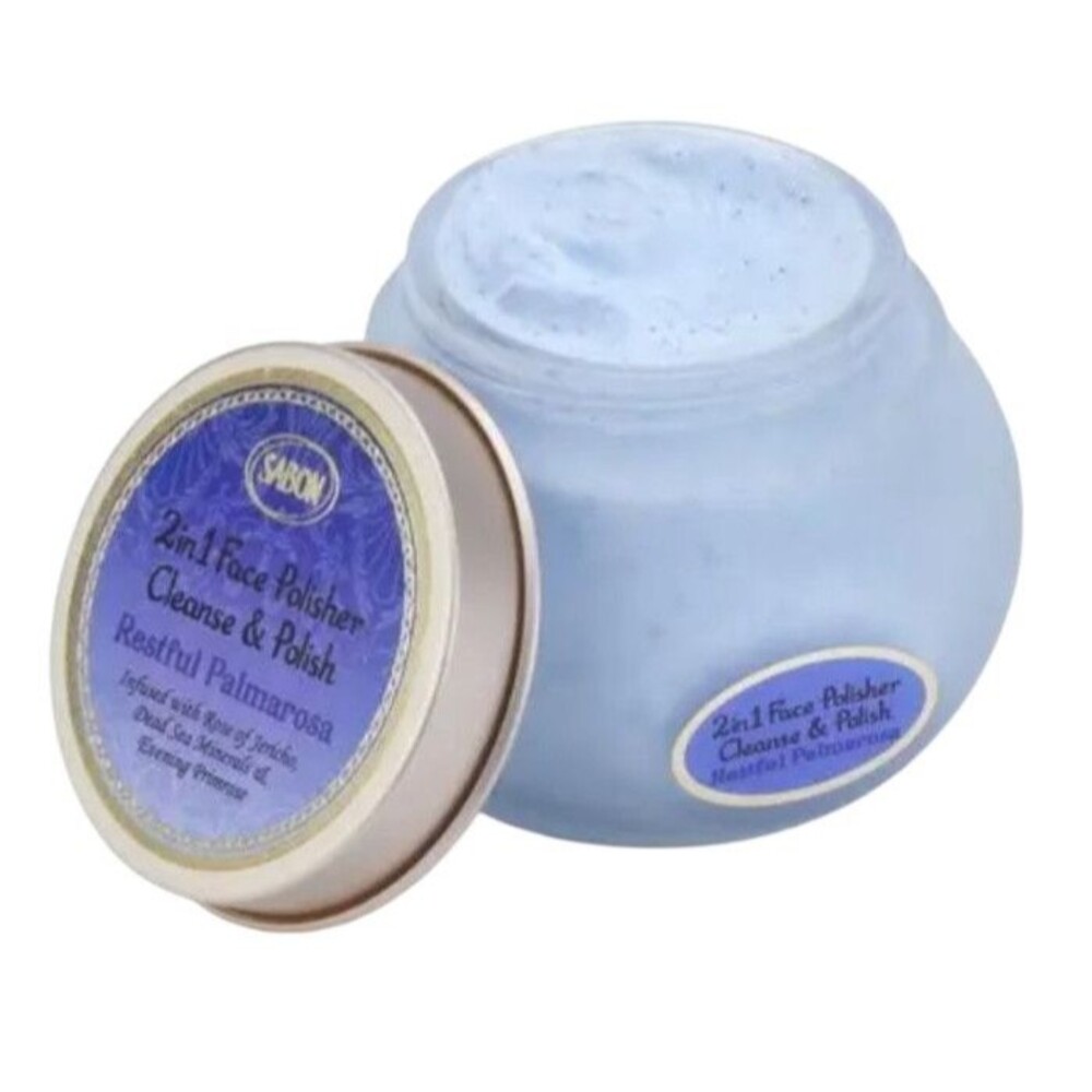 New Sabon 2 in 1 Face Polisher Cleanse & Polish Restful Palmarosa 200ml